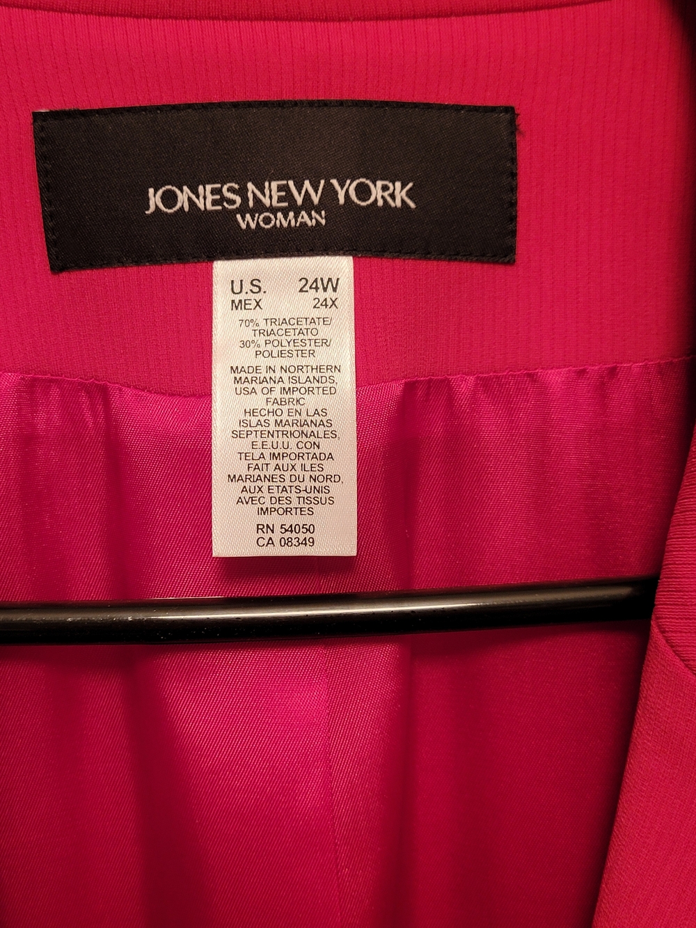 Jones New York Bright Fuchsia Blazer Jacket - Size 24W - Picture 3 of 6